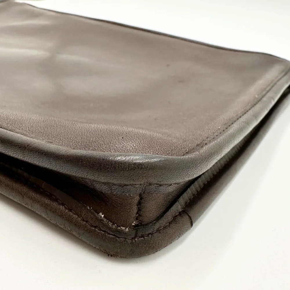 Vintage Coach Large Slim Clutch Portfolio Brown Leather